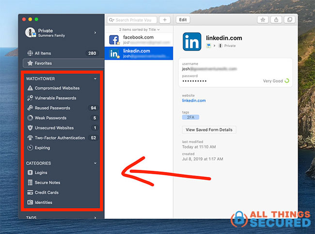 1Password desktop app example