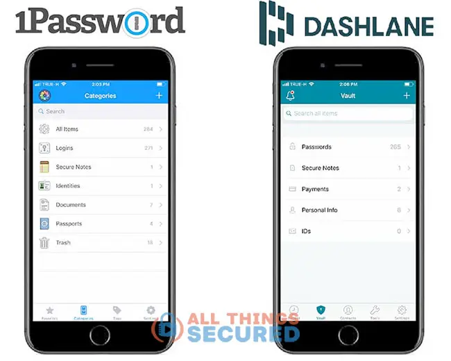 1Password and Dashlane mobile apps compared