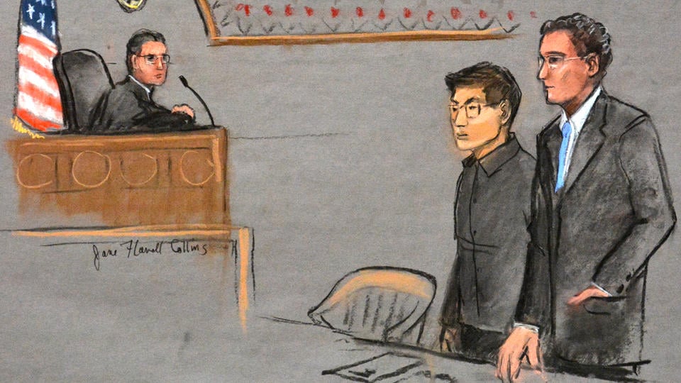 Ryan Lin during his trial in Massachusettes