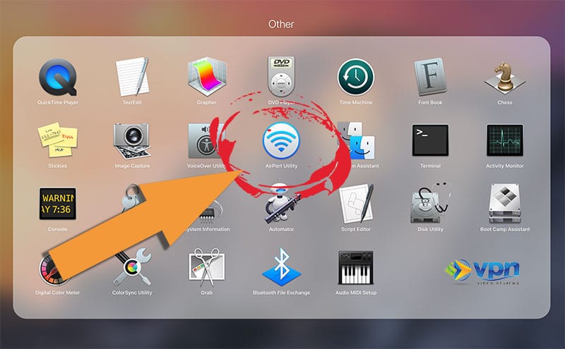 Find the Apple Airport Utility App on a Mac computer