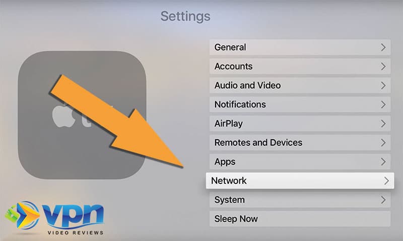 Click on "Network" within the Apple TV settings app