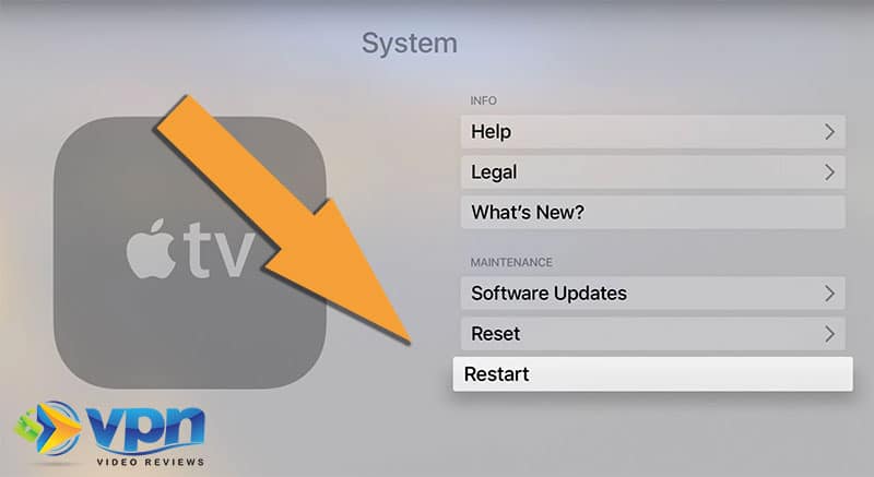 Click to restart your Apple TV