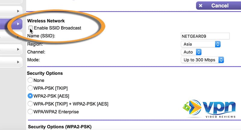 Netgear SSID Broadcast setting for hidden networks