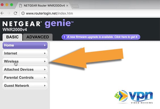 Find the Wireless settings on your router dashboard