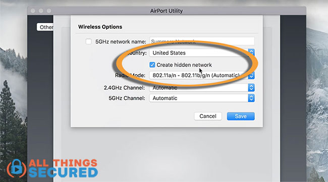 Create a hidden network on Apple Airport
