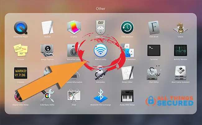 Find the Apple Airport Utility App on a Mac computer