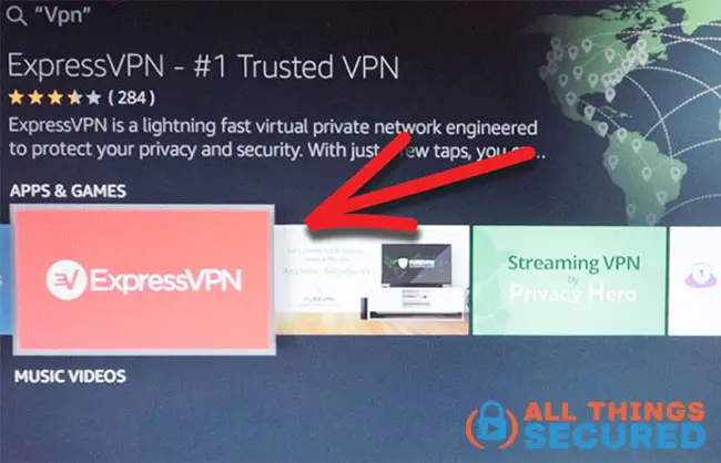 Find ExpressVPN app on Fire TV