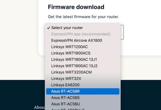 Choose router firmware on ExpressVPN