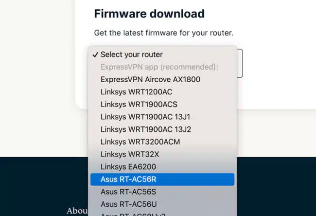 Choose router firmware on ExpressVPN