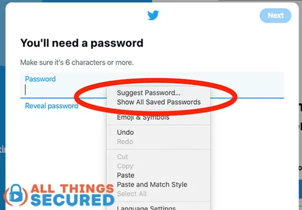 Google Chrome suggest a password feature