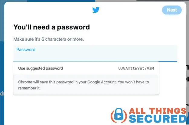 A weak password generated by Google Chrome