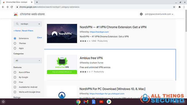 Search the Chrome Web Store for VPN extensions