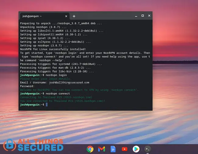 Chromebook Linux app VPN setup