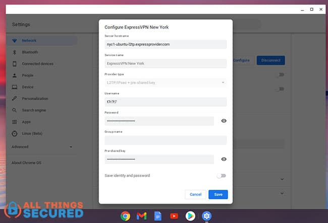 VPN 구성을 작성하십시오