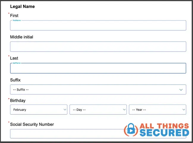 Fill out the free credit report application form