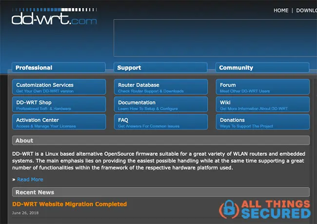 DD-WRT website screenshot