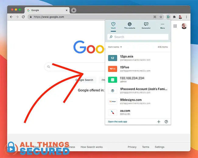 Dashlane browser extension for Chrome