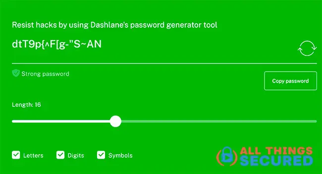 Dashlane's Password generator