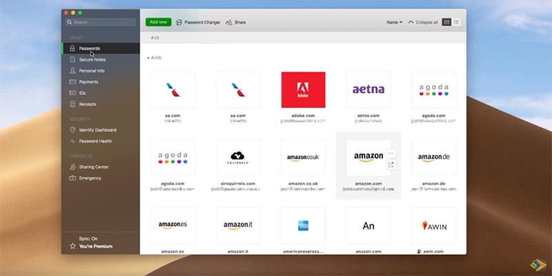 Dashlane software for generating and storing secure passwords