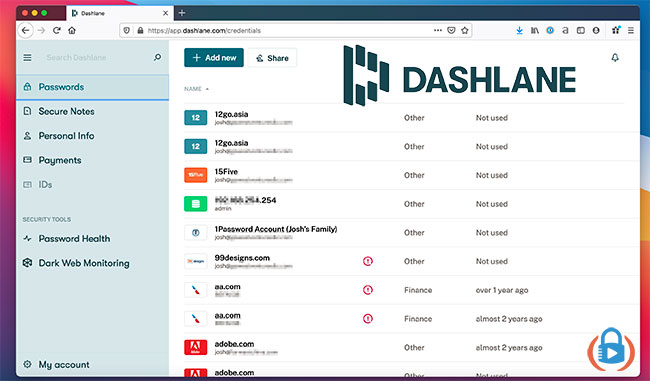 Dashlane web app screenshot