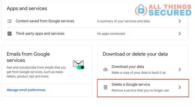 Delete specific Google services