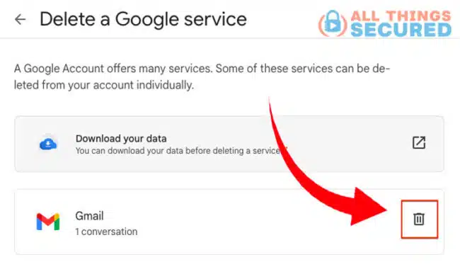 Delete only Gmail