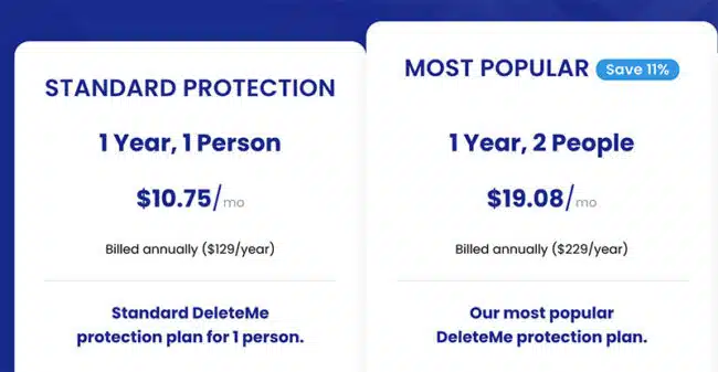 DeleteMe pricing