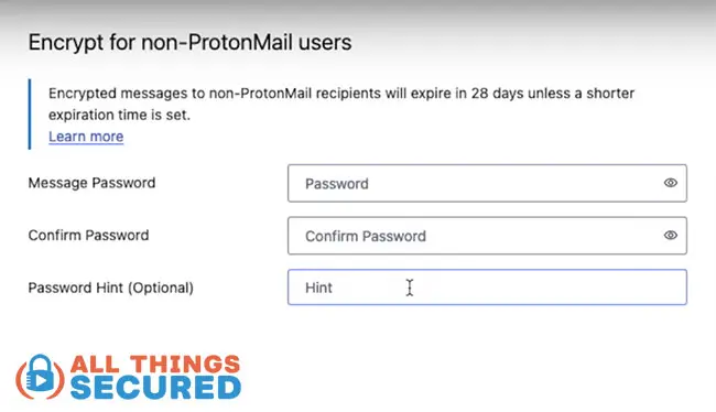 ProtonMail Encrypt email for outside users