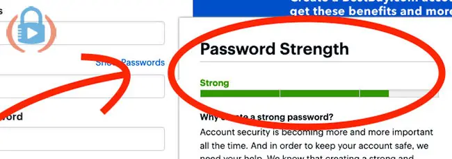 Example of a password strength meter on a website