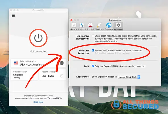 IPv6 Leak Protection feature with ExpressVPN