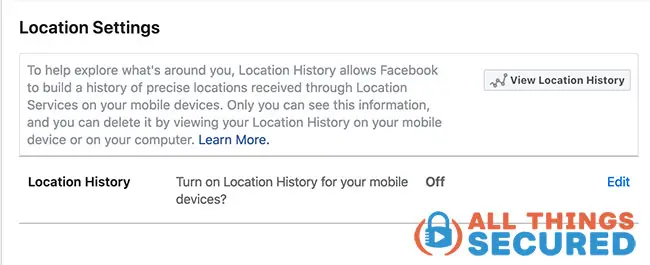 Facebook Location settings