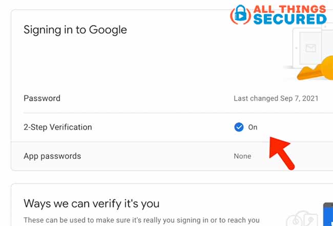 Gmail 2 Step Verification Settings Page