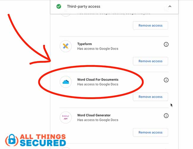 Remove access to unused third party apps in order to secure gmail account from hackers