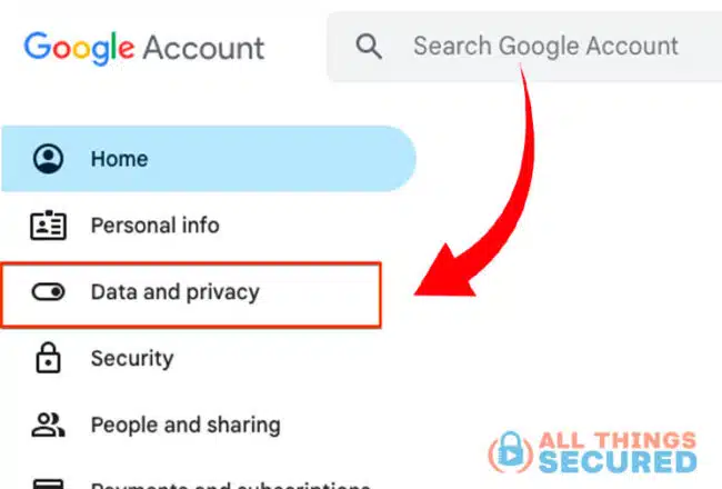 Google account data and privacy settings