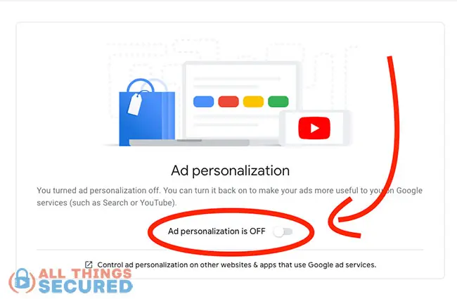 Turn off Google Ad personalization