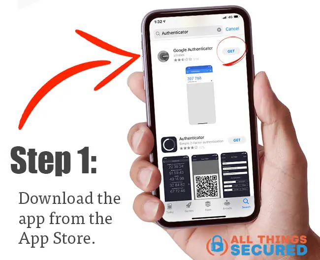 Download the Google authenticator app