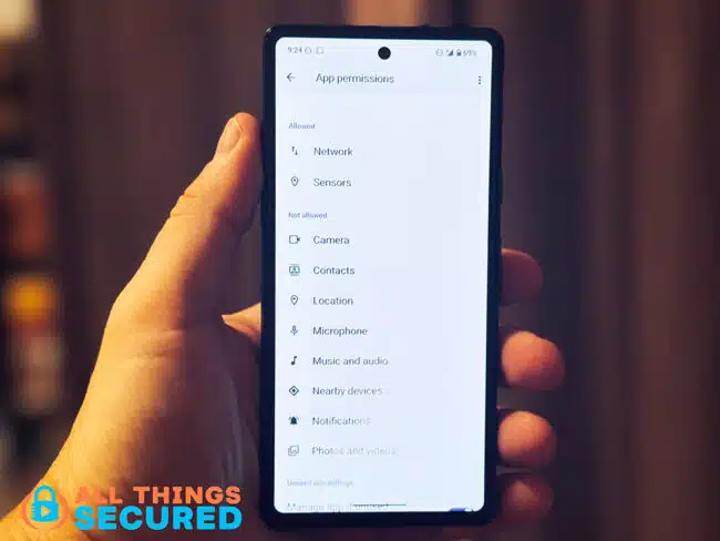 GrapheneOS app permissions settings