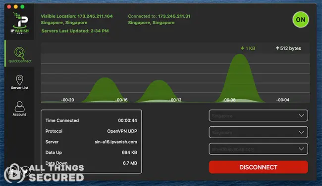 IPVanish Desktop app data visualization