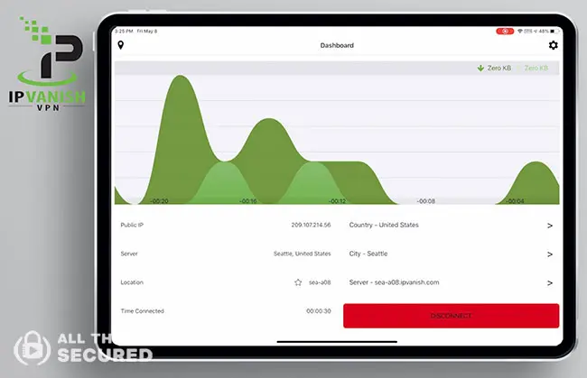 IPVanish mobile app screenshot