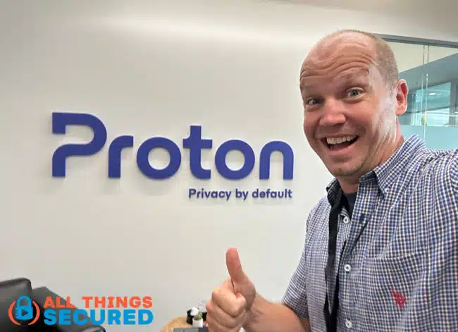 Josh at the Proton offices in Geneva, Switzerland