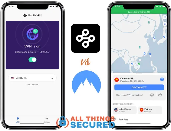 Comparing the Mozilla VPN vs NordVPN apps