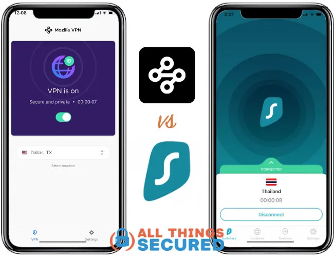Comparing Mozilla VPN vs Surfshark VPN apps
