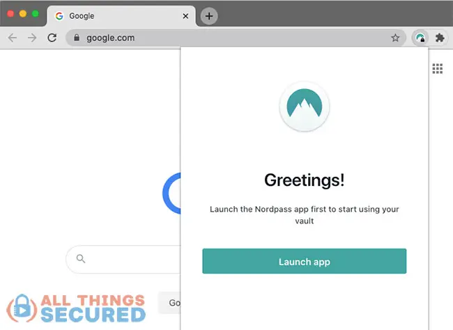 The NordPass browser extension requires you to launch the desktop app