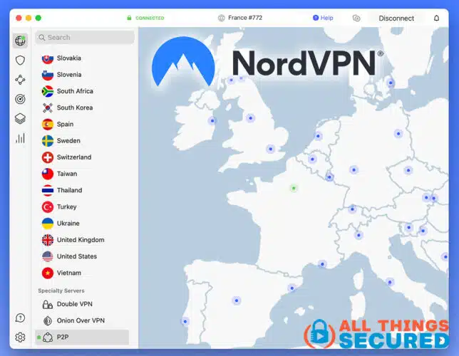 NordVPN server list