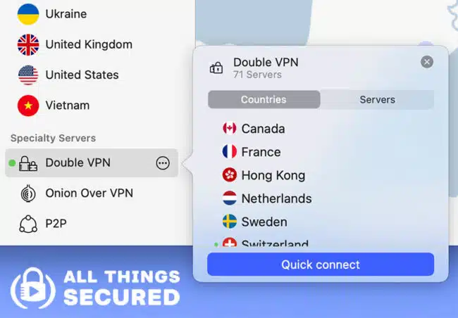 Double VPN feature with NordVPN