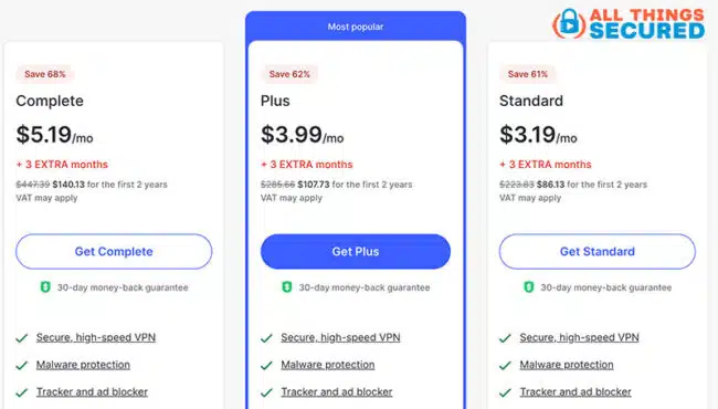 NordVPN pricing page