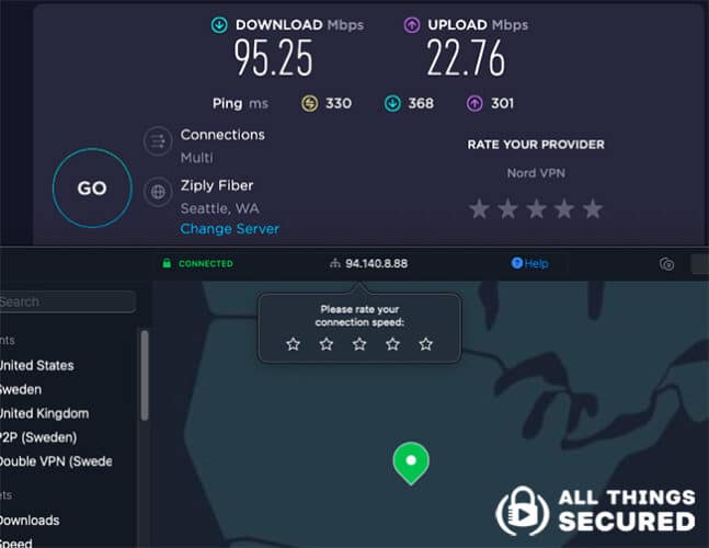 NordVPN server speed test