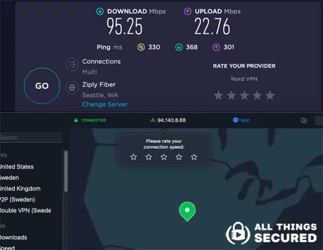 NordVPN server speed test