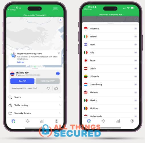 NordVPN iphone app