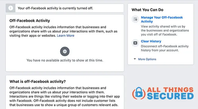 The Off-Facebook Activity settings